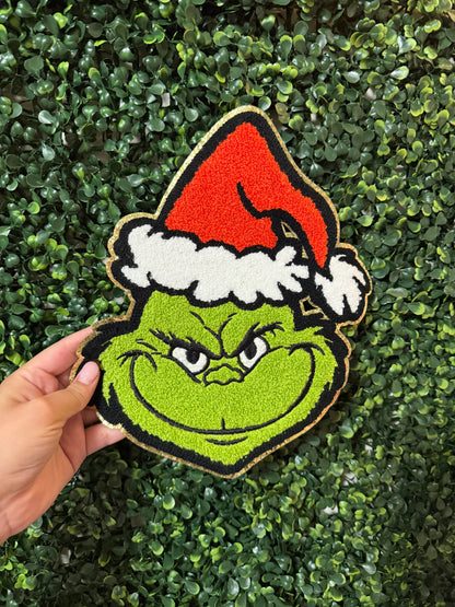 Grinch Face Holiday Smile Chenille Patch