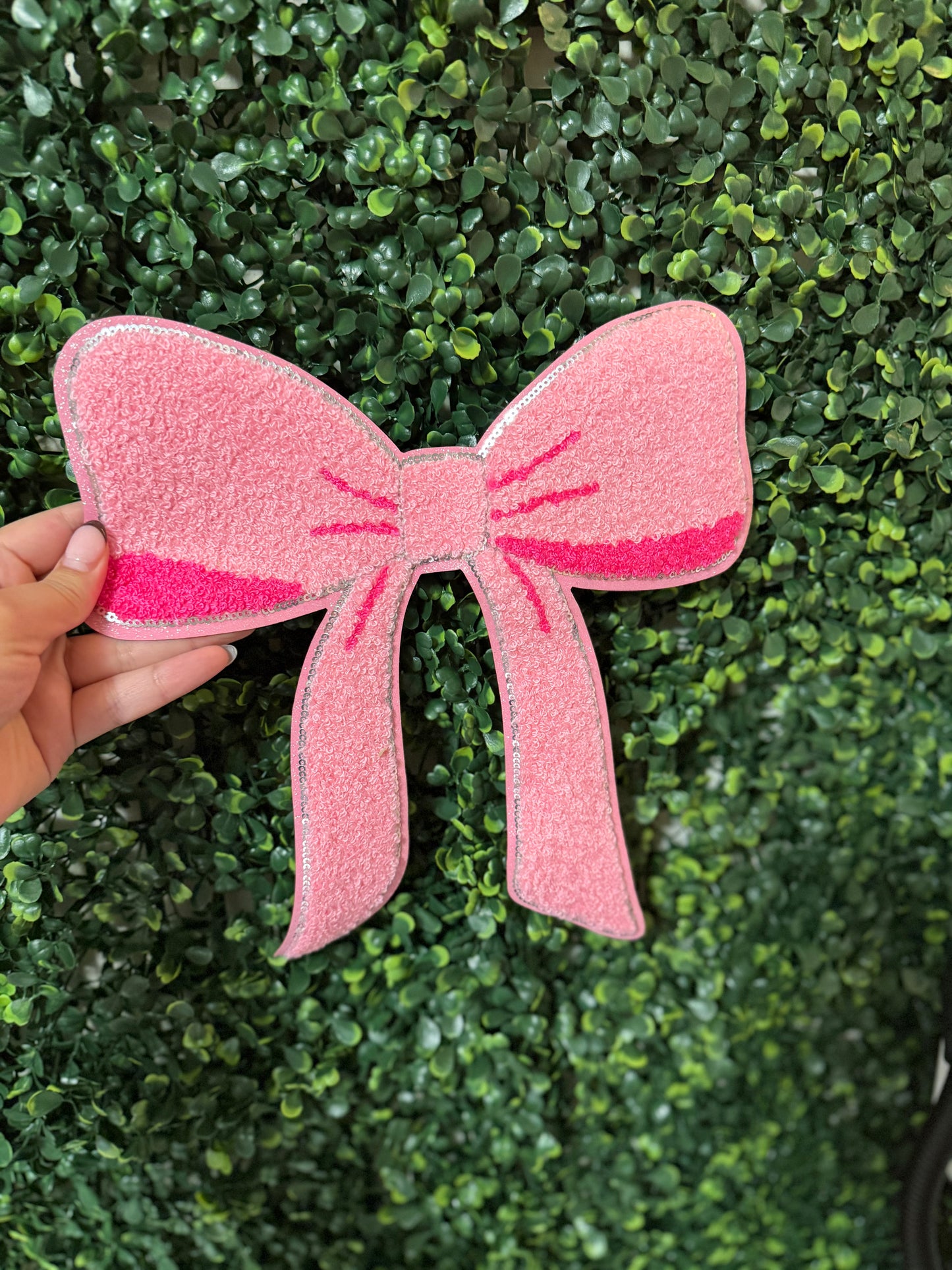 Pink Bow Chenille Patch