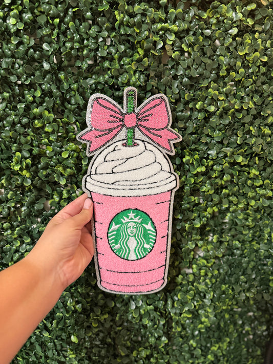 Cozy Pink Coffee Cup Chenille Patch