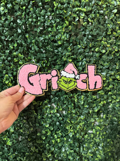 Pink Grinch Chenille Patch